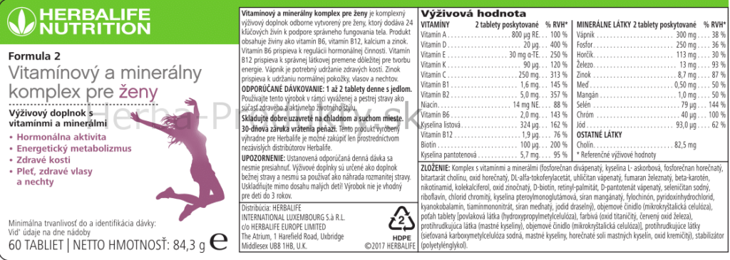 Formula 2 Vitaminovy a mineralny komplex pre zeny-stitok