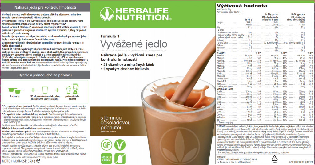 Herbalife Formula 1 - Jemná čokoláda SKU 4468