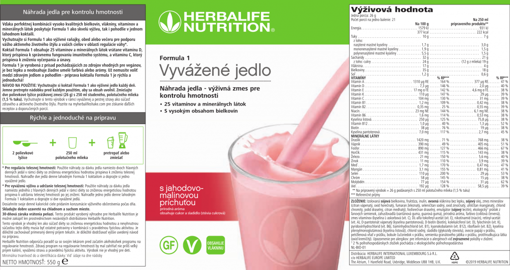 4463 - Herbalife Formula 1 Jahoda Malina (s jahodovo malinovou prichutou)