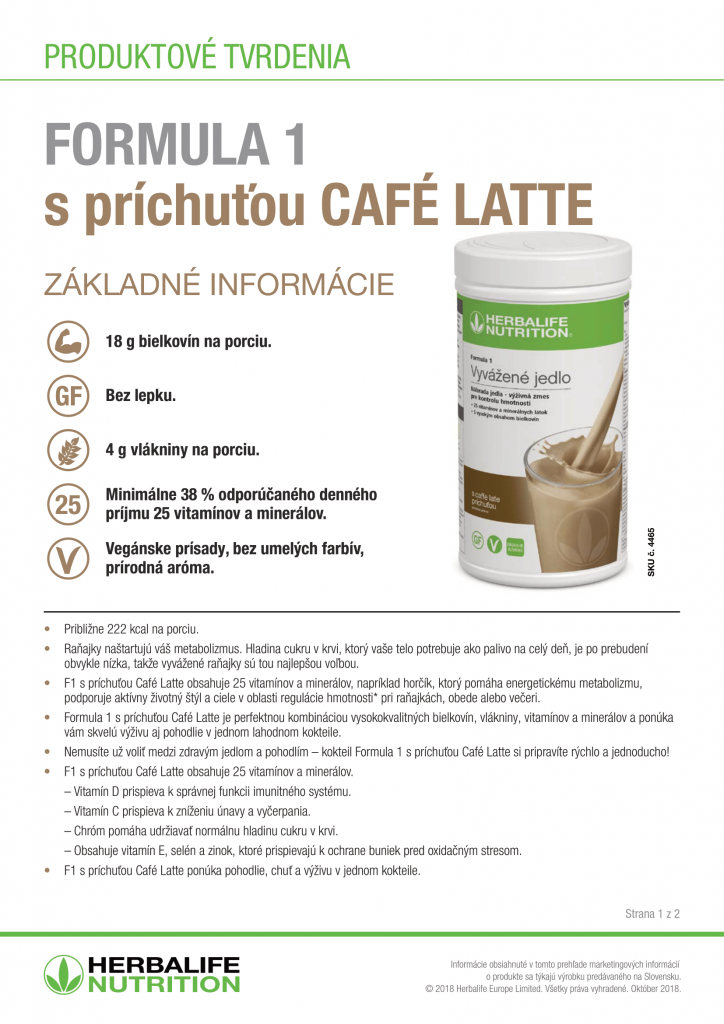 Herbalife Formula 1 - Cafe latte vplyv na zdravie