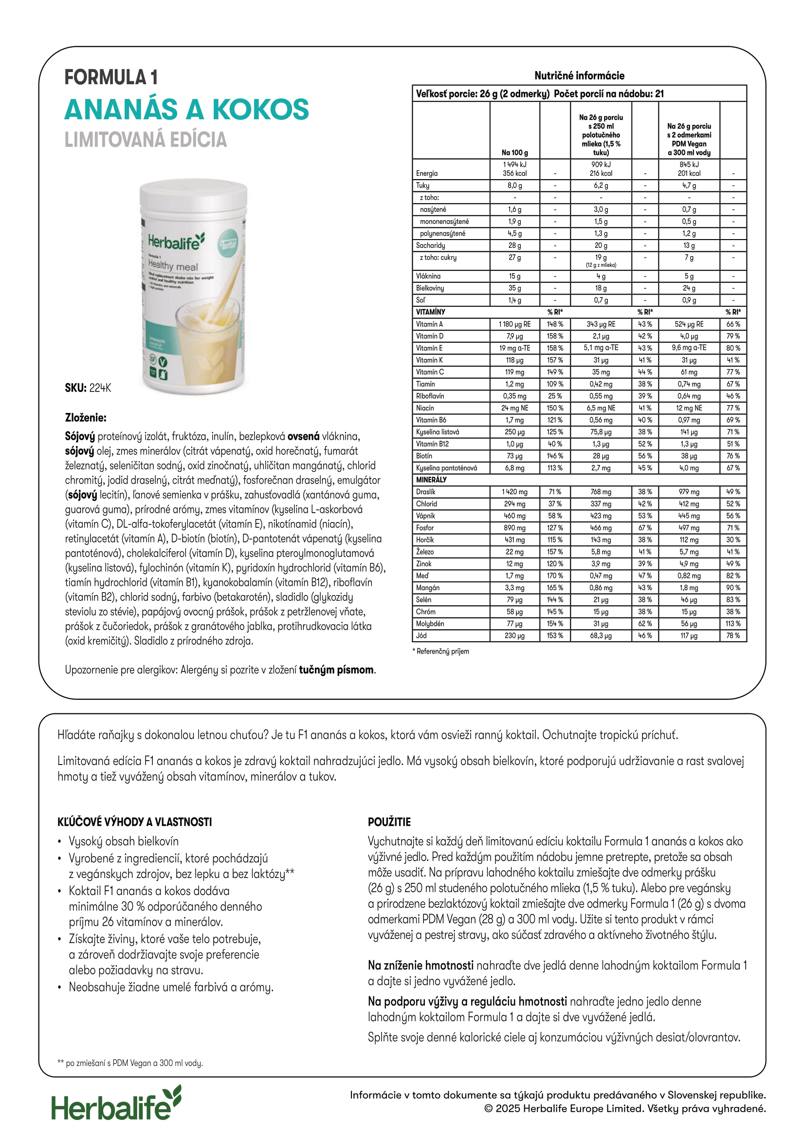 herbalife-formula-1-ananas-kokos-vyzivove-hodnoty